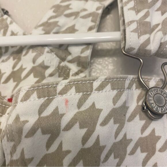 Dickies Bib Overall Dress tan White Houndstooth Print stretch Size Small - Picture 8 of 10